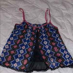 Sheer patterned cropped tank